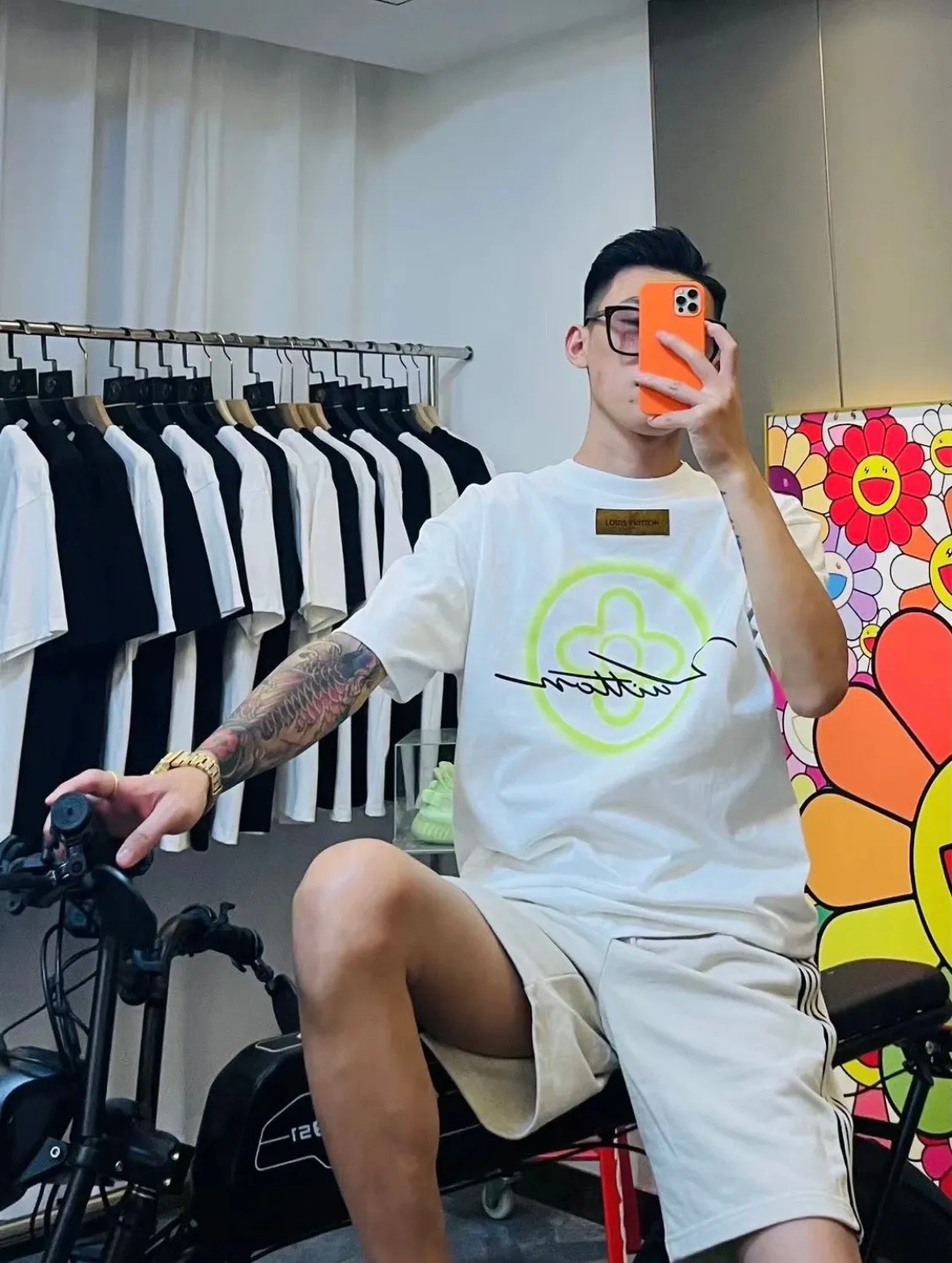 Louis Vuitton/Louis Vuitton 25ss four-leaf clover letter printed short sleeves on the back